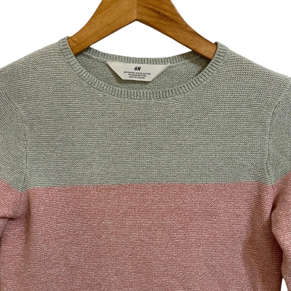 HM Kids Girls Colorblock Cotton Knit‎ Sweater Preppy Soft Girl CottageSize 8-10Y